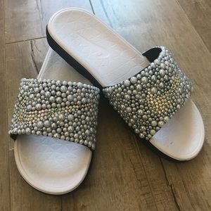 Custom Rhinestone Nike Slides.